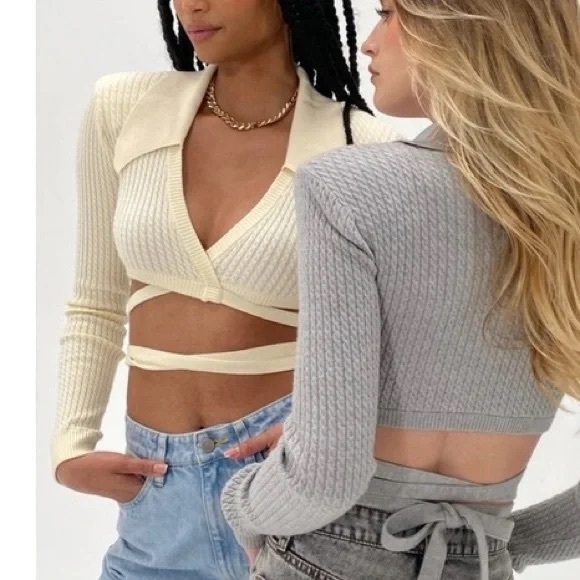 WeWoreWhat Tops - We wore what cropped wrap sweater size small